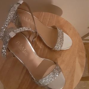 Silver glitter heels